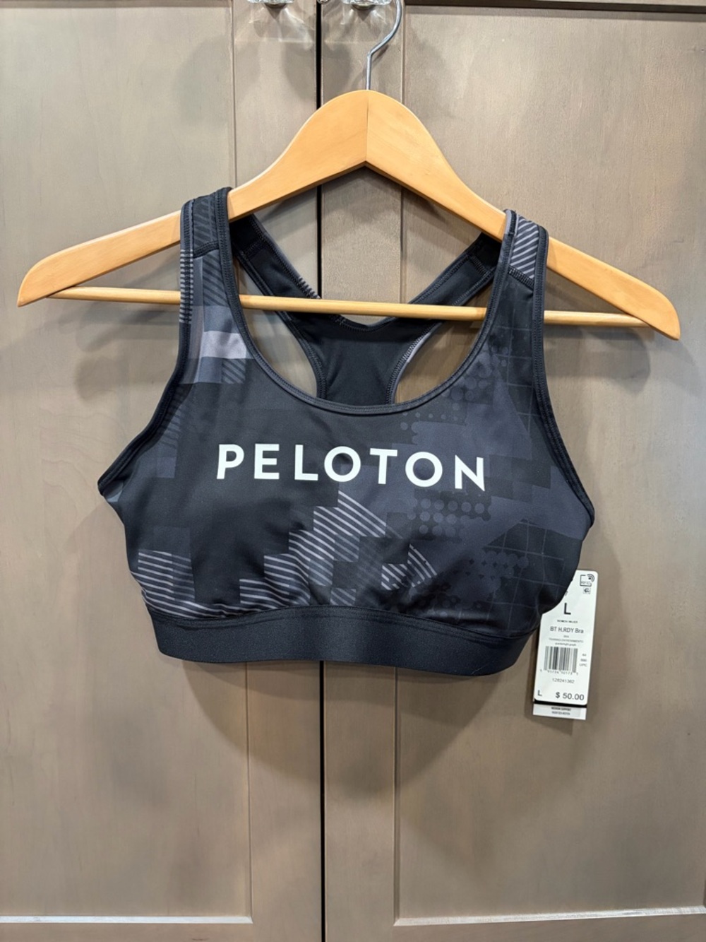 Peloton Black Graphic Racerback Sports Bra